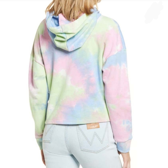 Blank NYC Hoodie Tie Dye Long Sleeve Pullover Ruched Hem Ties Multicolor M NWT - Picture 10 of 16
